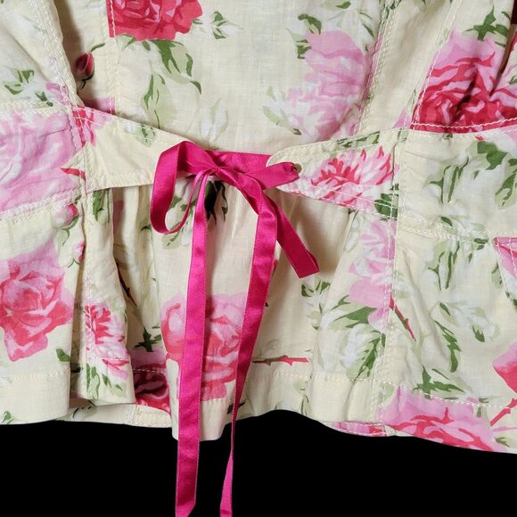 Banana Republic Womens Floral Linen Blend Coquette Back Tie Work Blazer Jacket 8 - Picture 7 of 10